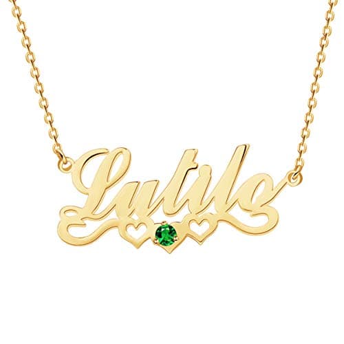 Custom Name Necklace, 18K Gold Plated Nameplate Personalized Jewelry Gift for Women