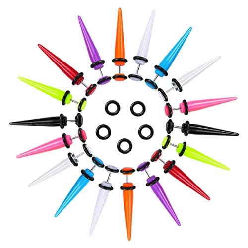 NASAMA8pair Acrylic Stud Earrings Barbell Fake Gauges Kit Faux Plugs 16 Pieces