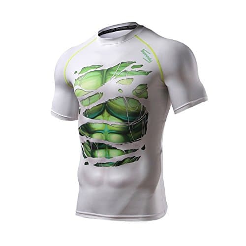 Spiderman | Batman Superman Hulk Captain America Compression Shirt for Men / Men (Sport-Shirt Functional T-Shirt), Hulk, Large