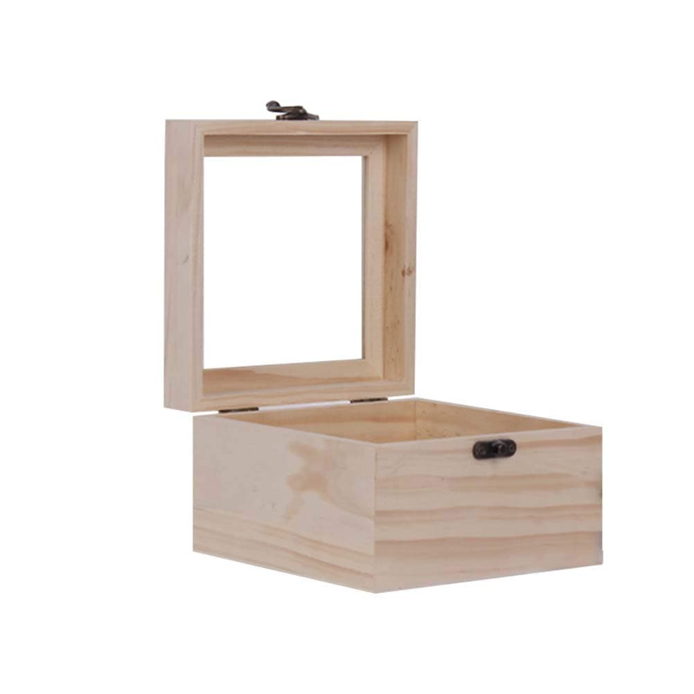 Christmas Unpainted Wooden Box DIY Treasure Storage Chest with Hinged Lid and Top