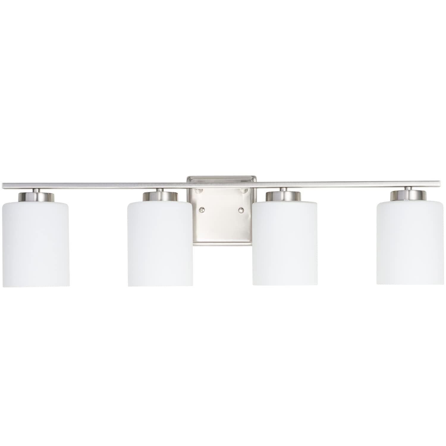 4 Bulb E26 Bathroom Vanity Light Fixture, Brushed Nickel,White Glass Shade,UL Listed