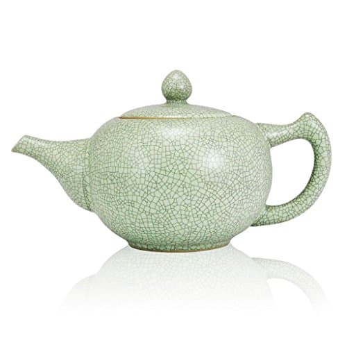 The Exotic Teapot - Ru Ceramic Teapot (700ml), Green Crackle Glaze, 2 Cup Tea Pot with Infuser for Loose Tea