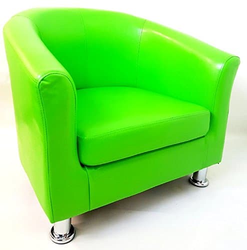 PML OFFICE DELUXE SUPER COMFORT PU LEATHER DINING ROOM TUB CHAIR ARMCHAIR FOR OFFICE RECEPTION AND HOME (GREEN)