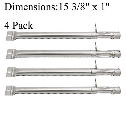 GasSaf Grill Burner Replacement for Kenmore, Outdoor Gourmet B070E4-A, BQ06W1B, Coleman, BBQ Pro and Other Grill Models, 15 3/8 inch Straight Stainless Steel Pipe Tube Burner(15 3/8" x 1")(4-Pack)