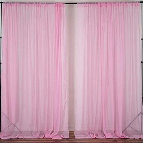 Efavormart 10FT Premium Fire Retardant Pink Sheer Voil Curtain Panel Backdrop for Window Wall Decoration - Premium Collection