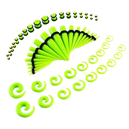 Ear Stretching Kit 54 Pieces 14G-00G Ear Gauges Expander Set Acrylic Tapers and Plugs & Silicone Tunnels Body Piercing Jewelry Set
