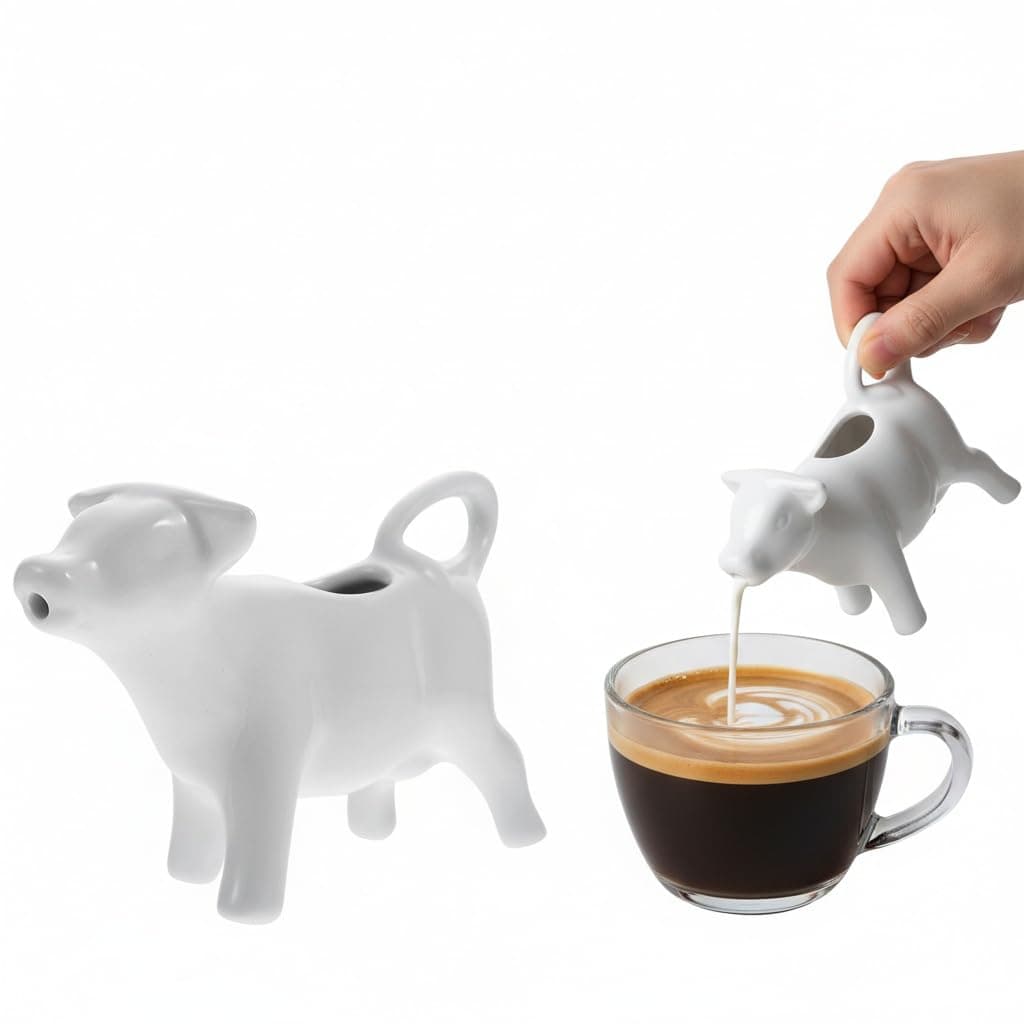 Angoily Ceramic Milk Jug 40Ml Animal Shaped Creamer Pitcher Mini Milk Dispenser for Coffee Tea Sauces Frothing Kitchen Dining Restaurant
