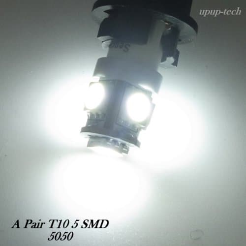 T10 Led 5050 5 SMD Hyper White W5w 194 168 Wedge Bulbs 12v 7000k 80 Lumen a Pair