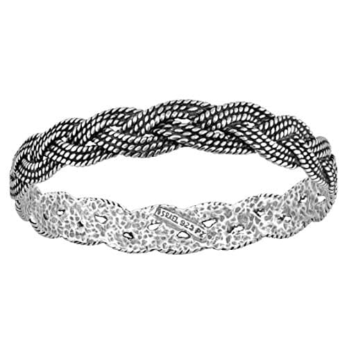 Paz Creations 925 Sterling Silver Textured Braided Bangel (6.75)