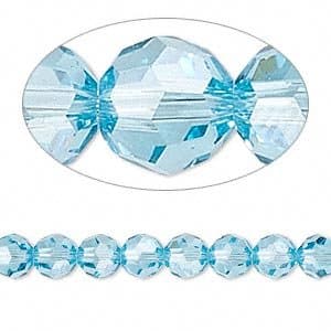 SwarovskiCrystal 5000 6mm Aquamarine Faceted Round Beads - 12 Pack