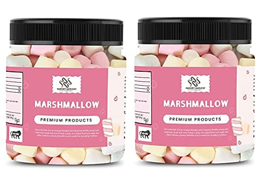 Hungry Harvest Combo Marshmallows 100% Vegan - Assorted Fruit Flavours 150 gms Each | Total Weight 300 gms|Jar Pack|