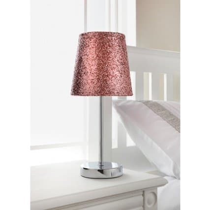 Girls Room Glitter Table Lamp Soft Pink