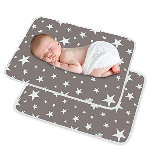2 Pack Baby Waterproof Changing Mat,19.6'' X 27.5'' Portable Nappy Change Mat Unisex Infant Diapering Sheet Protector Cotton Absorbent Sheet Bed Pads