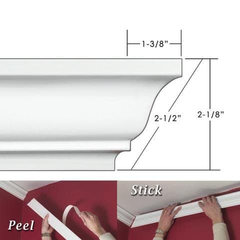 EZ A Peel ECM216 2.5 in. Easy Crown Molding - 17 ft. x 17 ft.