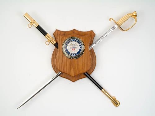 All American Gifts Deluxe Military Sword Plaque Wall Mount (USMC Emblem - for Officer Sword)