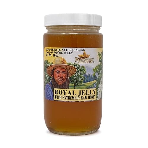 Goshen Honey Amish Extremely Raw ROYAL JELLY Honey 100% Organically Pure Fresh Natural Domestic Honey With Life Enzymes Health Benefits | Unfiltered Unprocessed Unheated | 1 Lb Jar | 16 Oz Glass Jar