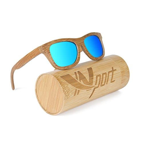 Mens/Womens Polarized Full Charcoal Bamboo Frame Classic Wooden Coated Sunglasses, Floating in Water
