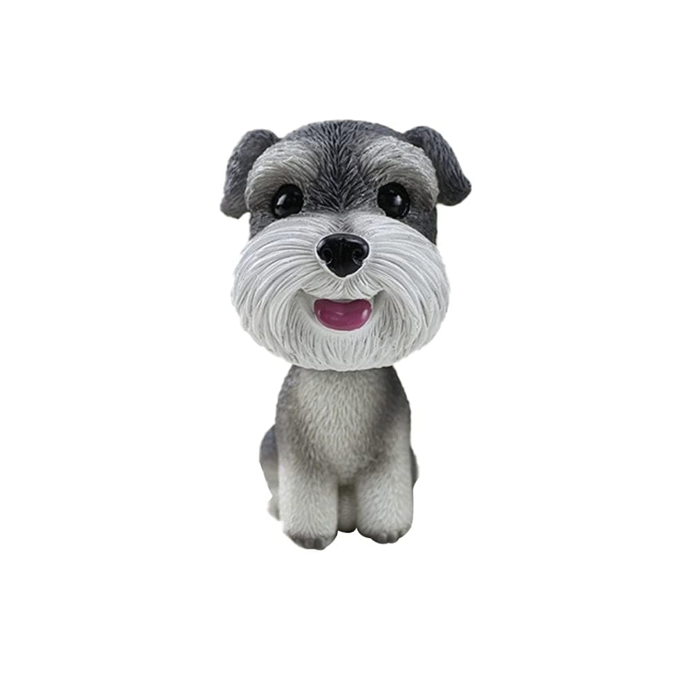 Dog Bobblehead Schnauzer Mini Figurine Bobble Head Dogs Car Dash Ornament Cute Shaking Head Nodding Dog Puppy Figurine for Car Vehicle Decoration