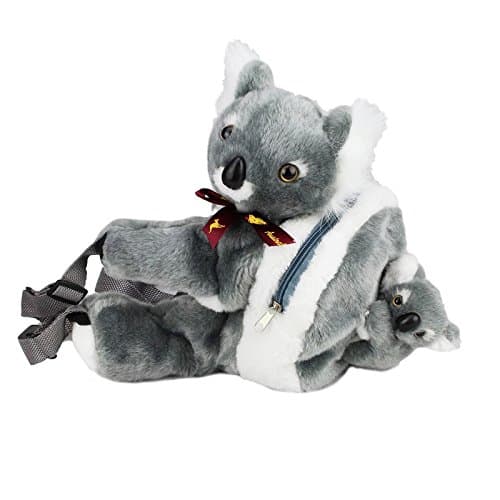 RealAus Koala & baby Backpack Soft Plush For Toddlers Grey Australian Souvenir