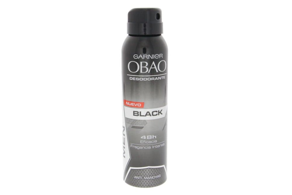 Obao Mens Black Deodorant Spray 150ml - Desodorante Negro Aerosol para Hombre (Pack of 12)