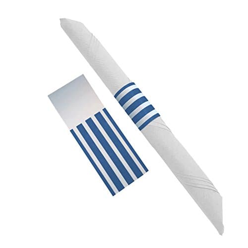 The French Concept Decorative Self-Adhesive Paper Napkin Bands (Blue and White, 120)