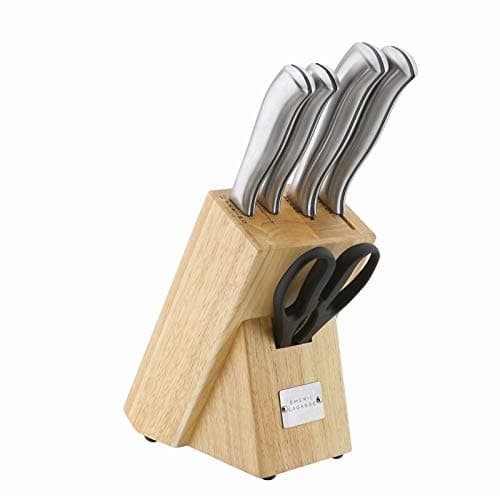 Emeril Lagasse Stainless Steel 6-Piece Kitchen Knife Block Set (Natural) - Emeril Cutlery Set - Perfect Kitchen Knives for Produce