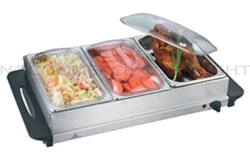NJ-9003 Buffet Warmer Stainless Steel 300W Food Server 3 Pan and Warming Hotplate Tray