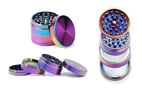 4 Piece Metal Tobacco Grinder Herb Spice Grinder Zinc Alloy Metal Grinder (Rainbow)