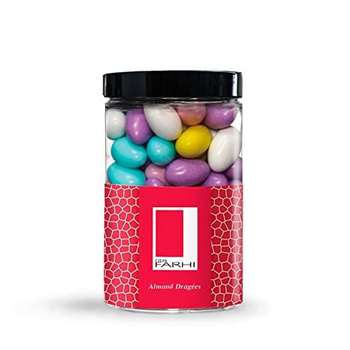 Rita Farhi Assorted Colours Sugared Almond Dragees in a Gift Jar - 350 g - Sugar Almonds Sweets
