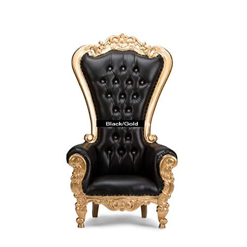 Elizabeth Throne Chair (Black Velvet/Gold Trim)