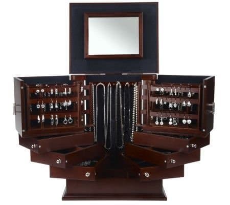Luxury Silver Safe Keeper Deluxe Jewelry Box Walnut
