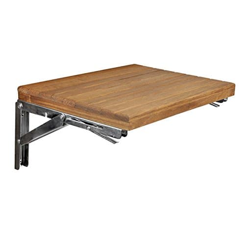 SeaLux 24"x 13" Folding Wall-Mount Teak Board Shower Bench with Stainless Steel Brackets Marine Products