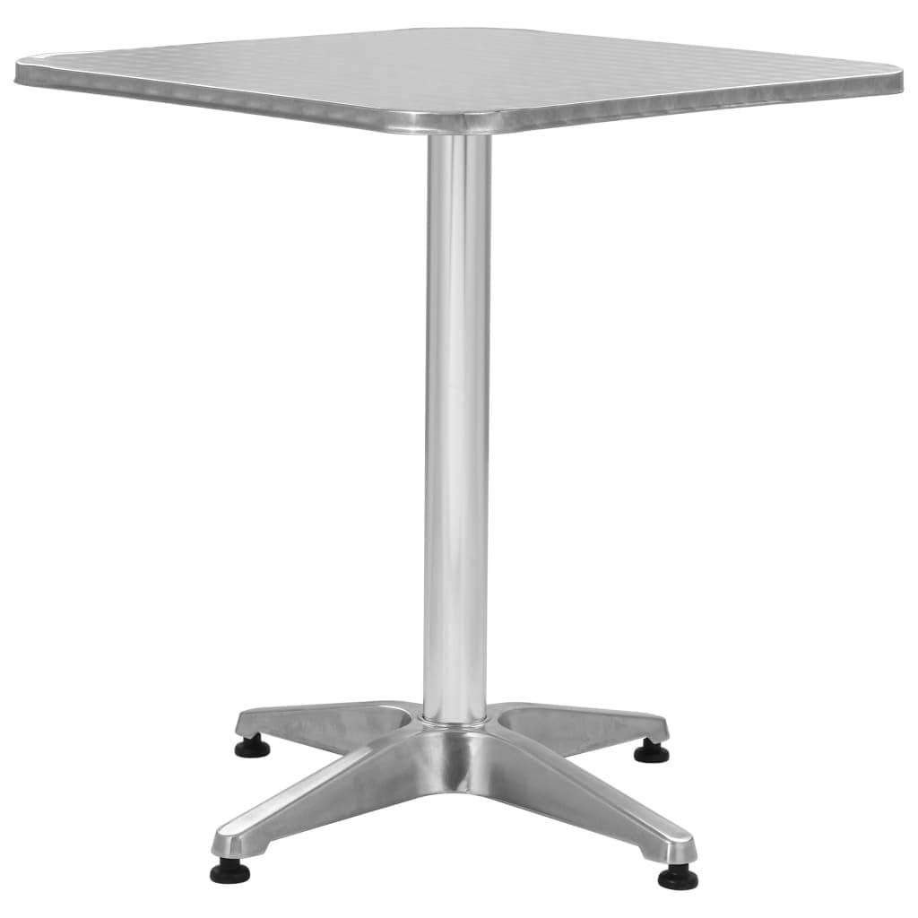 vidaXL Garden Table Outdoor Table Dining Table Water Proof Balcony Patio Bars Bistros Restaurants Home Easy to Move Silver 60x60x70cm Aluminium