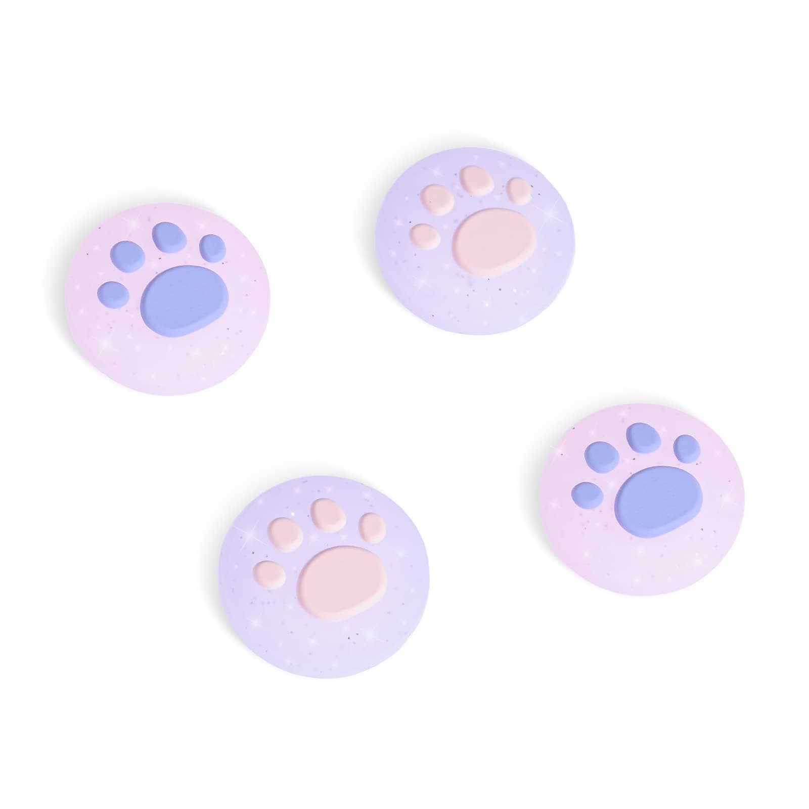DLseego Cute Crystal Cat Claw Design Thumb Grip Caps - Compatible with Switch, Switch Lite, OLED - Joystick Cap - Soft Silicone Cover - Crystal Pink&Purple