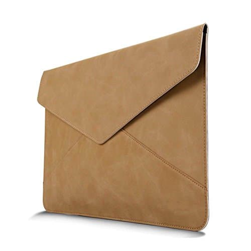 Buwico MacBook Envelope Sleeve Protective Case Laptop Sleeve PU Leather Bag Cover Case Notebook Carrying Bag for 12.9" iPad Pro/MacBook Air/Pro, Surface Pro 4/3 13.3 Inch (Khaki)