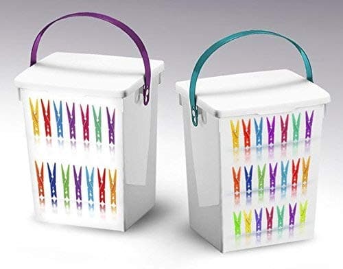 Plastic 5Lt Peg Design Pegs Storage Box Container Caddy with Lid & Handle (Turquoise Handle)