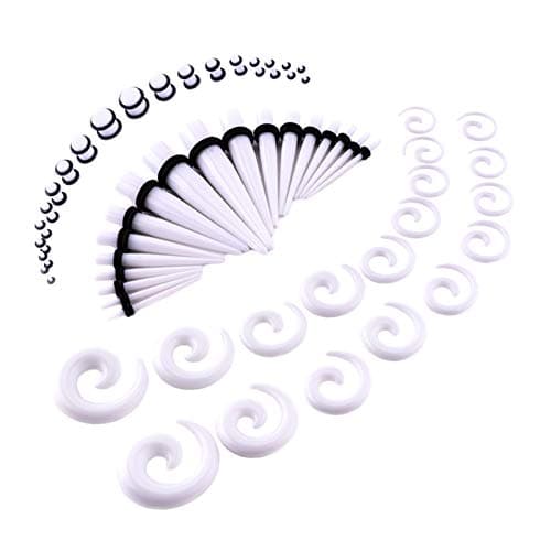 LLGLTEC Ear Stretching Kit 54 Pieces 14G-00G Ear Gauges Expander Set Acrylic Tapers and Plugs & Silicone Tunnels Body Piercing Jewelry Set