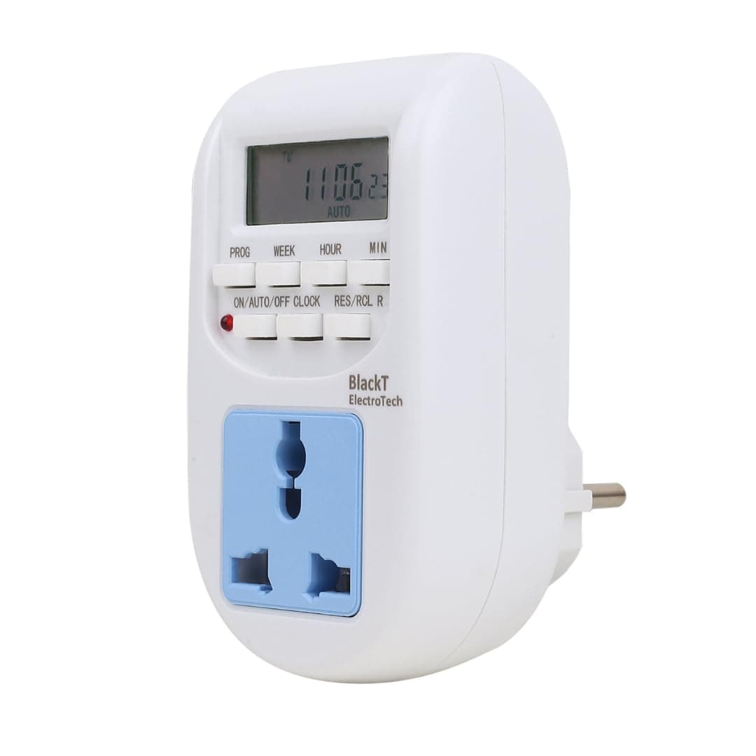 Blackt Electrotech 230V 24x7 Energy Saving Socket Timer Digital Programmable Plastic (White)