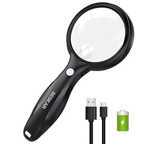 Magnifying Glass for Reading - Rechargeable Magnifier with Light, 3X 6X Aspheric Multifocal Lens, Super Light & Large Viewing Area for Seniors, Macular Degeneration, Low Vision, Hobbyists