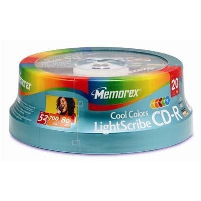 Memorex Disk, CD-r 80 Min, 700MB, Lightscribe,Color, 52X, 20/PK, Spindle