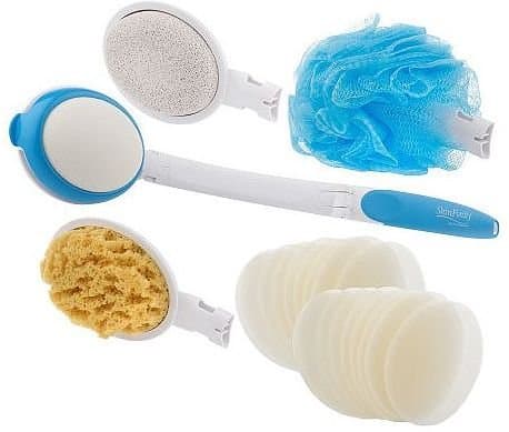 Skinfinity Lotion Applicator Wand Set w/ Loofah, Sponge & Pumice Stone