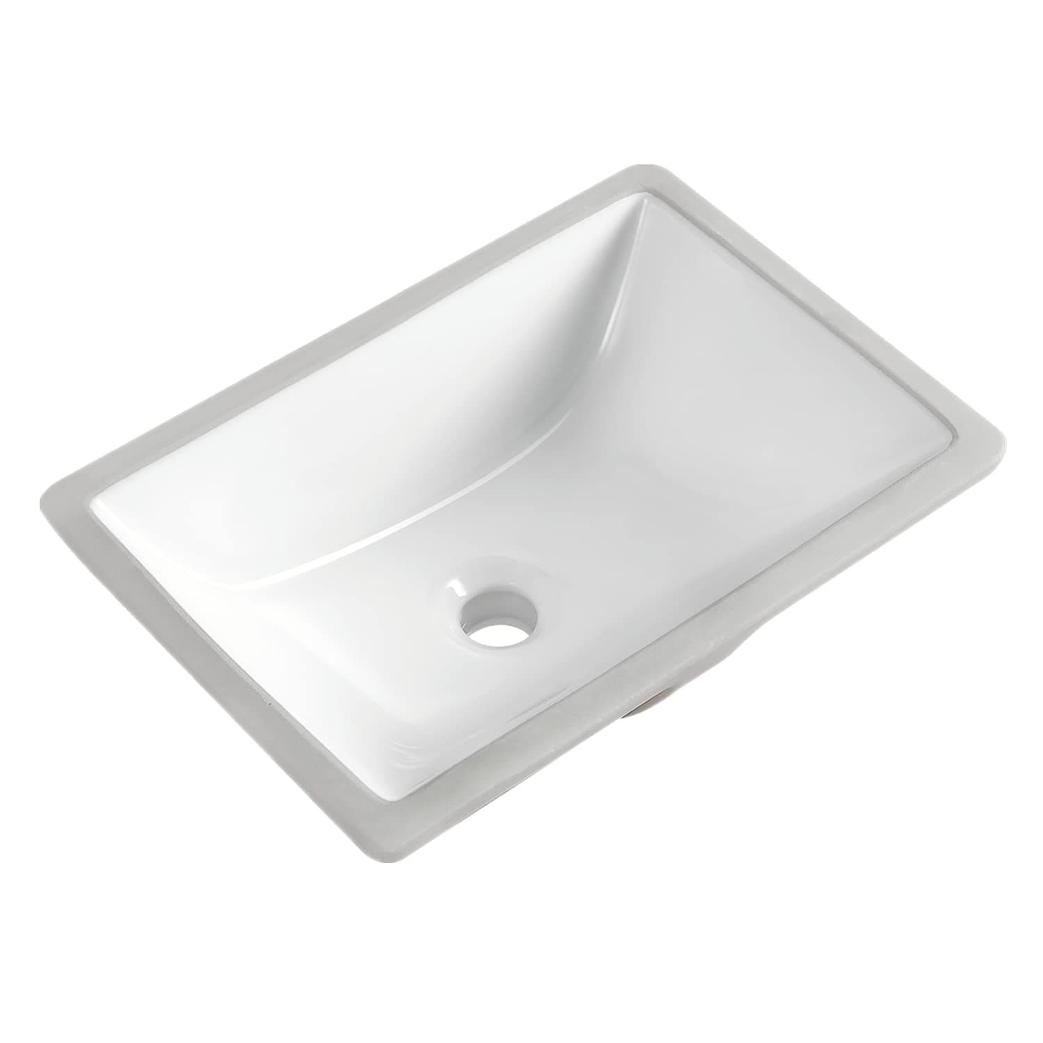 Durable Rectangle Undermount Sink Vitreous Ceramic Lavatory Vanity Bathroom Restroom Sink Pure White (18.3"X13.0")