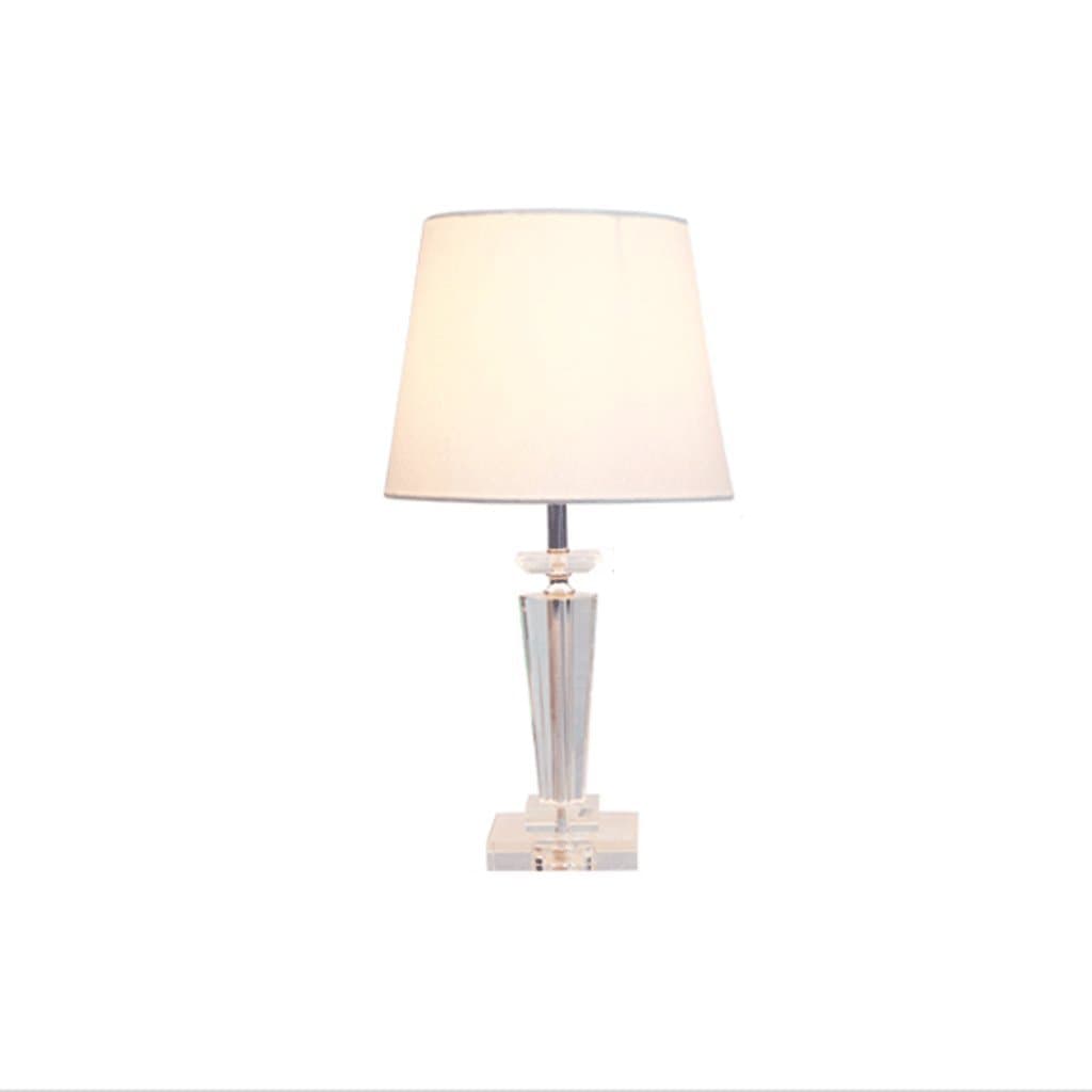 SMILR Modern Transparent Crystal Trophy Table lamp, Daily Home Bedroom Bedside Lighting lamp, Linen Cloth lampshade, E27,18.50in * 11.02in