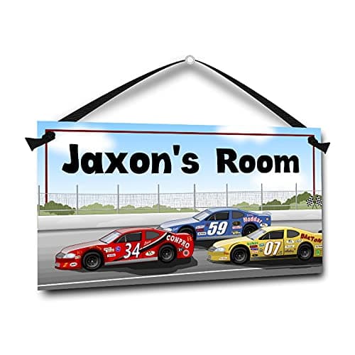 Race Cars Stock Cars, Personalized Kids Bedroom Door Sign