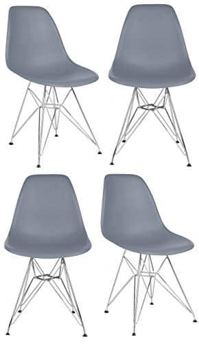 CozyBlock 4 X DSW Molded Dark Gray Plastic Dining Shell Chair with Steel Legs