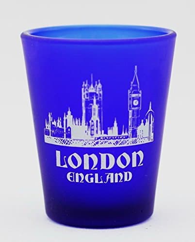 World By Shotglass London England Cobalt Blue Frosted Shot Glass