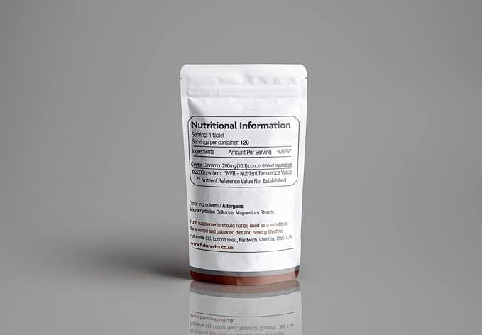 Ceylon Cinnamon 2000mg Pure Natural Vegan 180 Tablets Blood Sugar Levels Support by Futurevits UK
