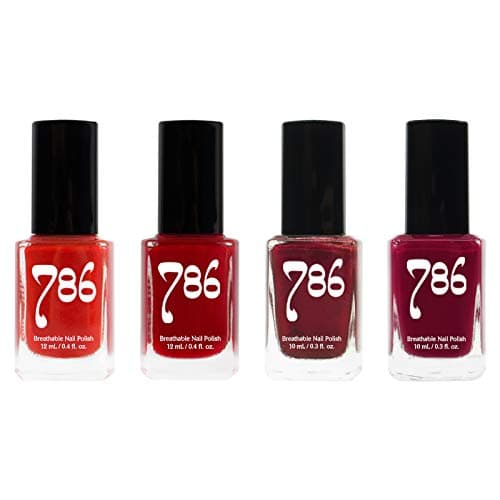 786 Cosmetics Nail Polish Set - Vegan, Cruelty-Free, Halal Nail Polish, 4 Full Sized Nail Polishes (Red Set)