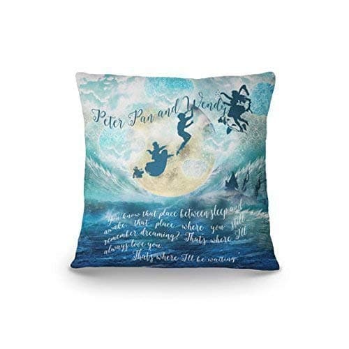 Peter Pan Pillow Cover, J. M. Barrie Throw Pillow, Peter Pan and Wendy Decorative Pillow, Bookworm Accent Pillow, Literary Gift