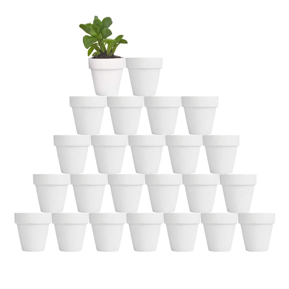 24pcs White Terra Cotta Pot - 2.5 Inch Tiny Mini Clay Pots with Drainage Holes Flower Nursery Terra Cotta Pots for Indoor/Outdoor Succulent Plants, Crafts, Wedding Favor